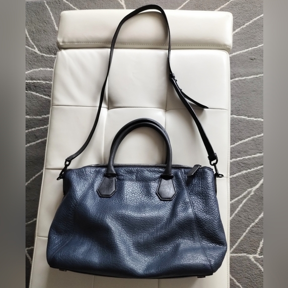 Michael Kors Pebbled Leather Two Tone Satchel Convertible Crossbody Bag - Picture 6 of 16